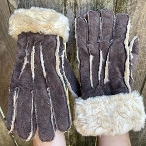 Wilsons Leather Maxima Brown Suede Faux Fur-Lined Gloves
